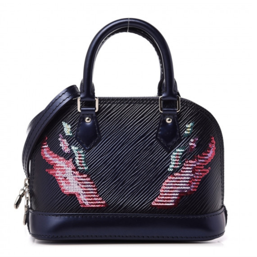 RARE! Louis Vuitton Epi Sequins Flame Alma Nano Blue Nuit